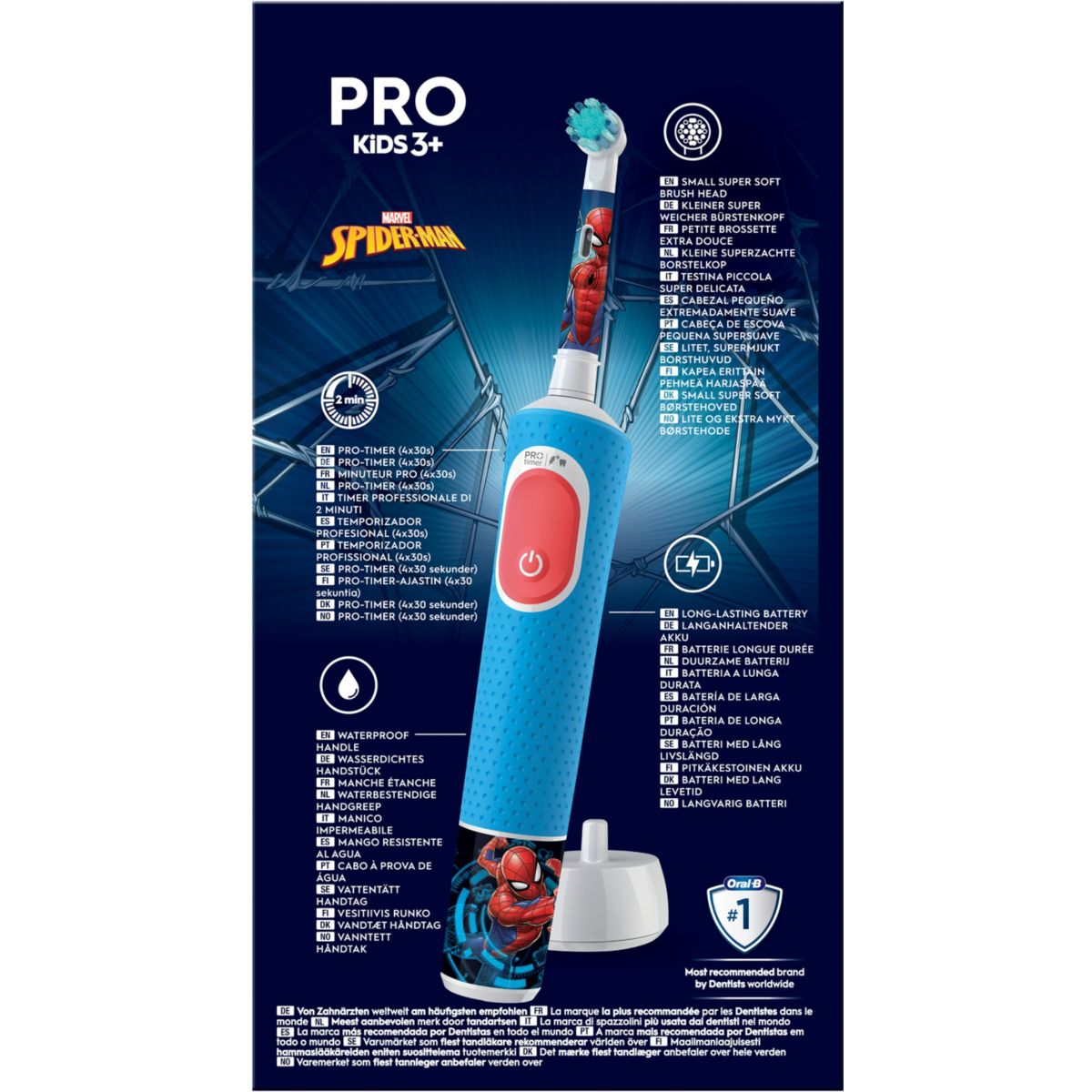 Brosse à dents électrique Vitality Pro Kids Spiderman couleur unique, ORAL B