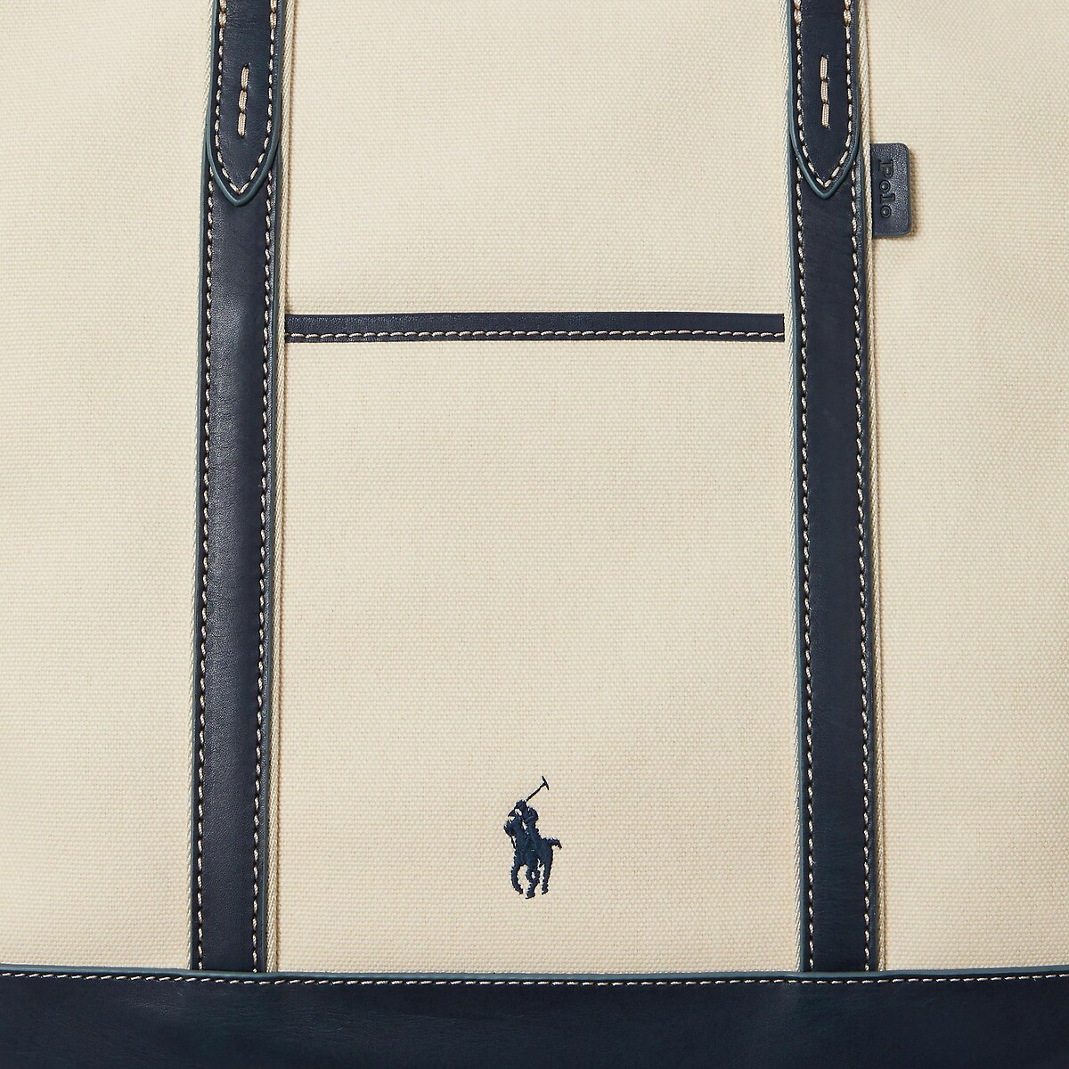 Sac cabas bi-matière  ecru/marine, POLO RALPH LAUREN
