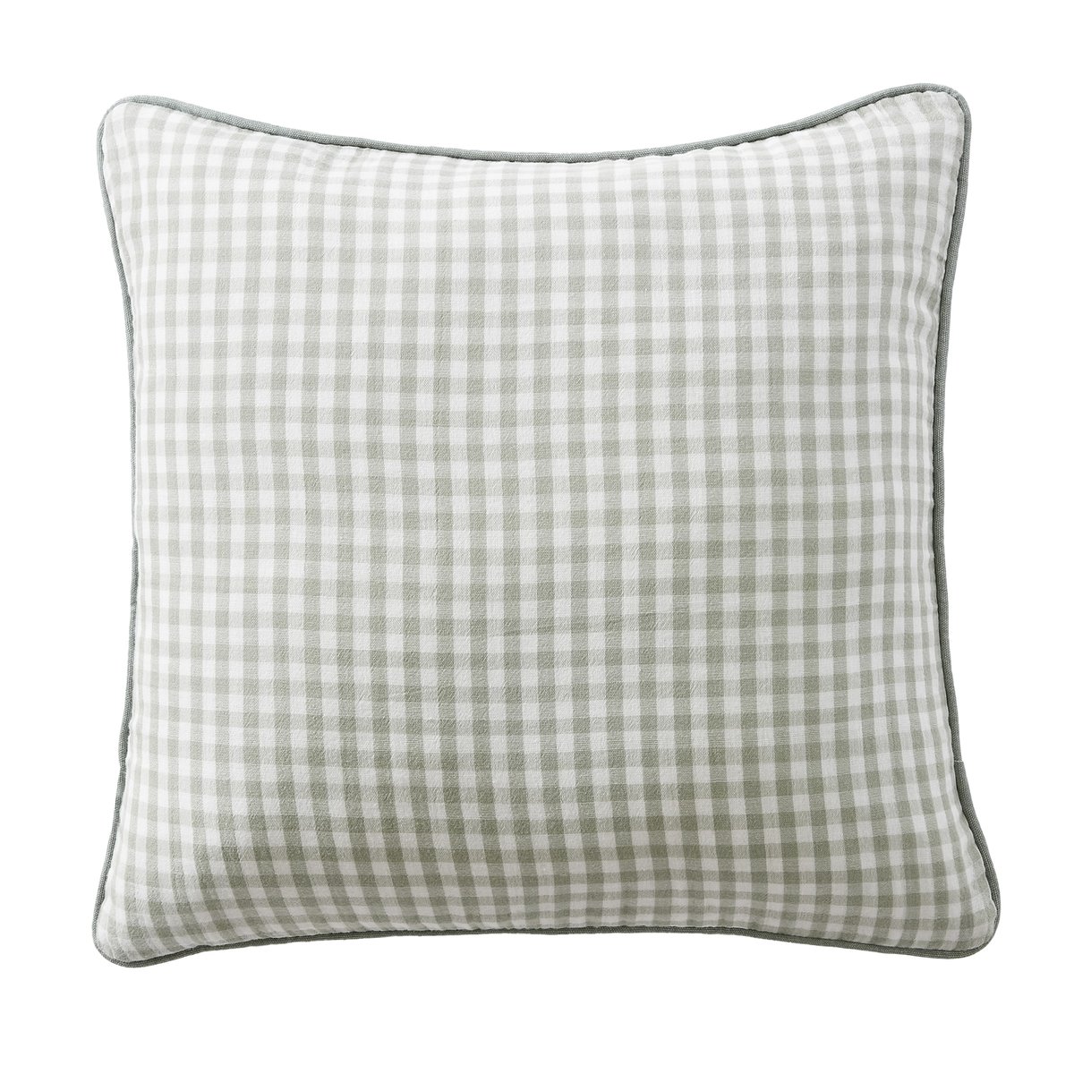 Coussin avec passepoil 45x45 cm Gaze de Coton Quadri Eucalyptus bleu clair, EDEN