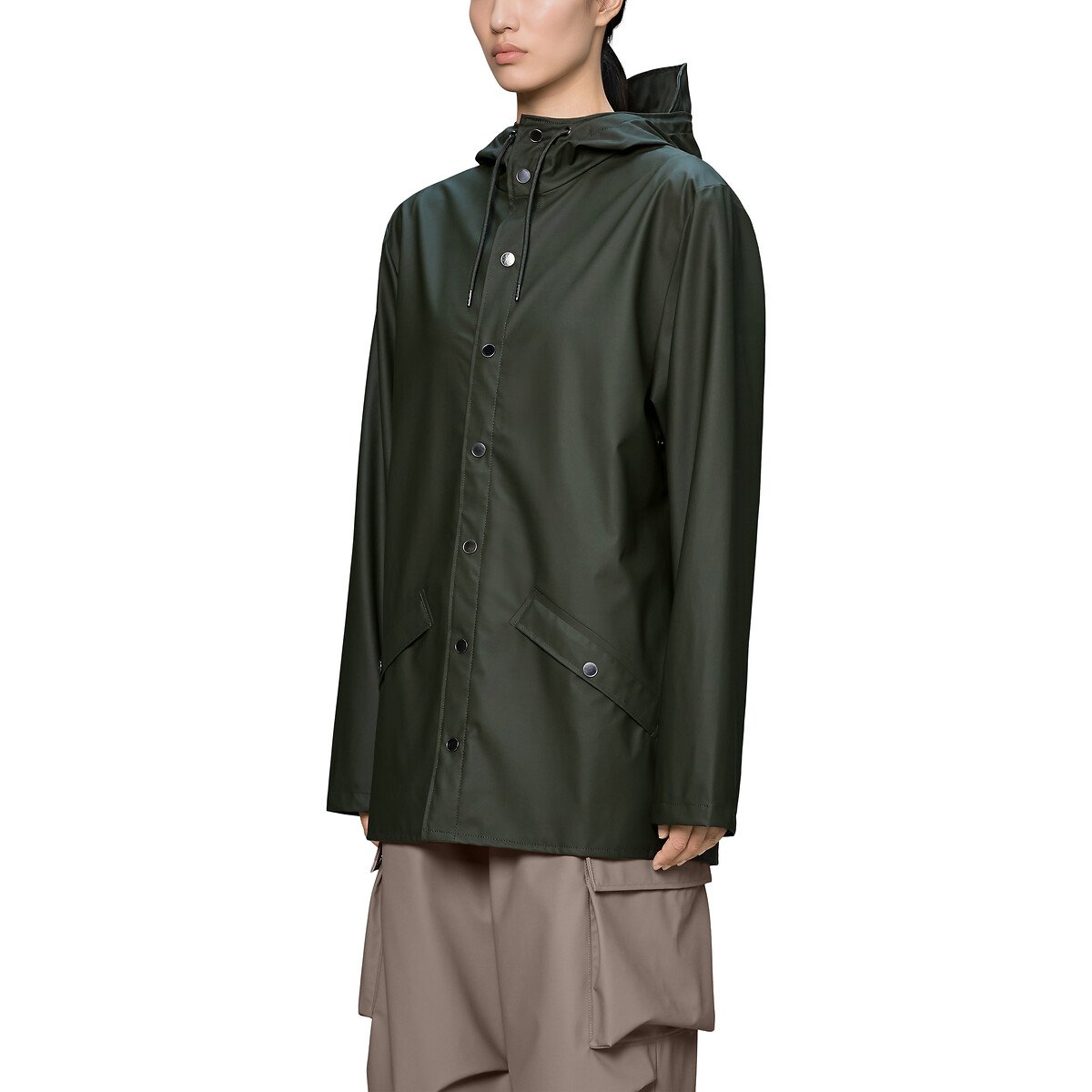 Veste imperméable à capuche, unisexe, JACKET vert canard, RAINS