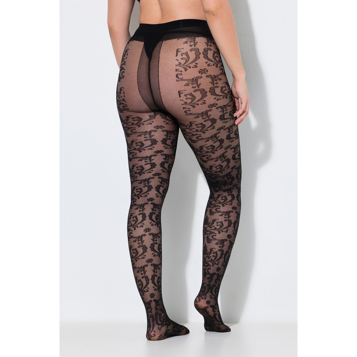 Collants motif floral noir, ULLA POPKEN
