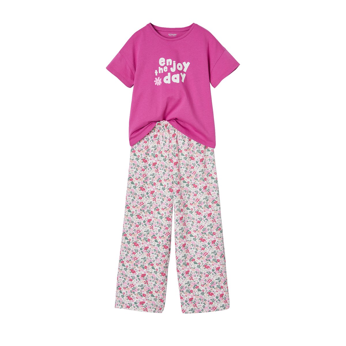Ensemble T-shirt + pantalon large violet, VERTBAUDET