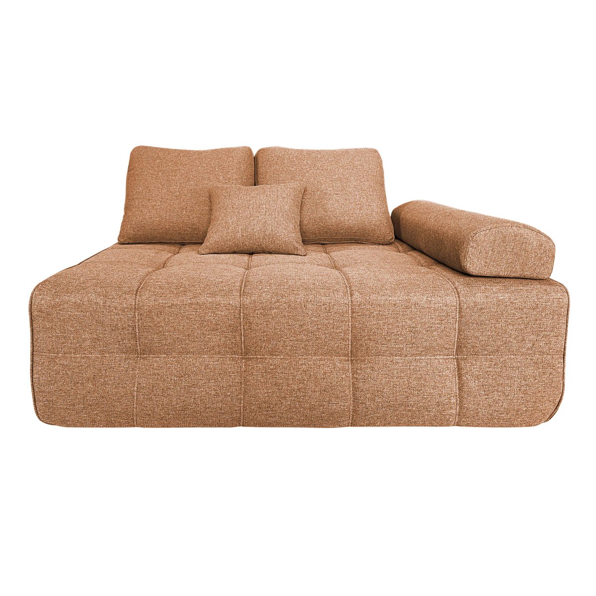 Canapé modulable 5 places assise profonde en tissu avec coussins, SNUGGY terracotta, OVIALA