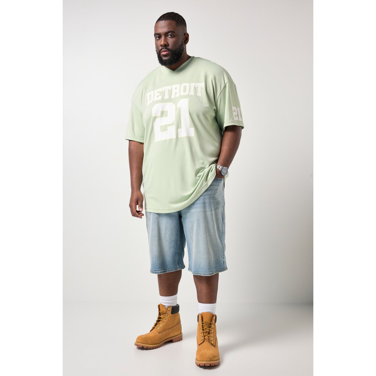 Bermuda en jean, 5 poches, coupe Straight Fit jean blanchi, STHUGE