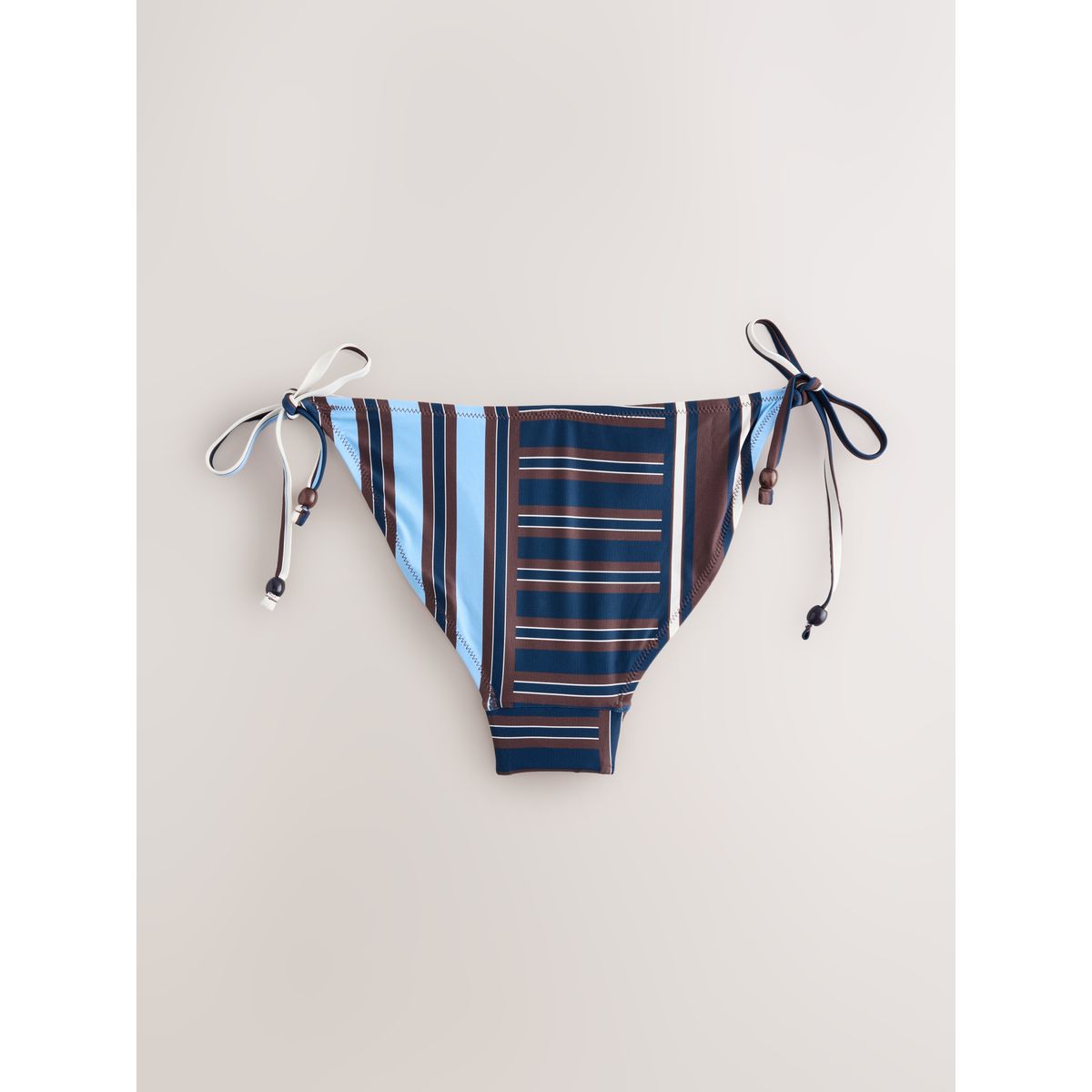 Bas de bikini noué sur les côtés rayures bleues/marron, NEXT