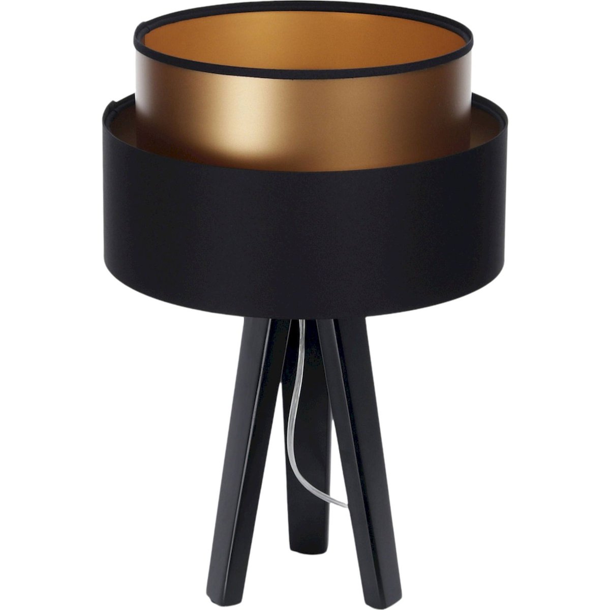 Lampe à poser ronde, DUO ELLEGANT noir satiné intérieur cuivre, BPS KONCEPT