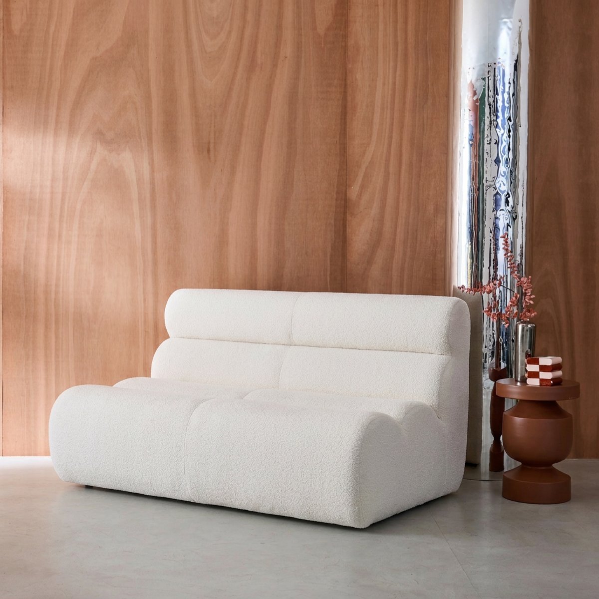 Chauffeuse compressée bouclette texturée 2 places NOVA beige, SWEEEK