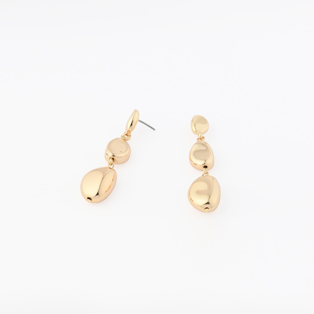 Boucles d'oreilles pendantes 3 galets - Collection Recyclée doré, BALABOOSTE