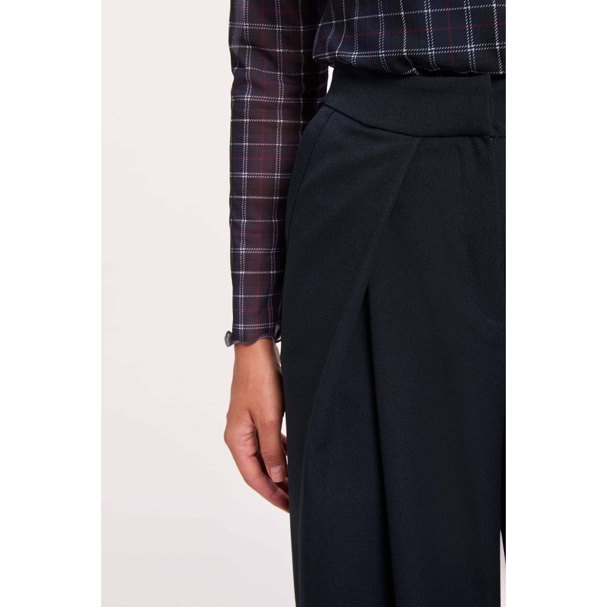 Pantalon large taille haute noir bleu marine, MORGAN
