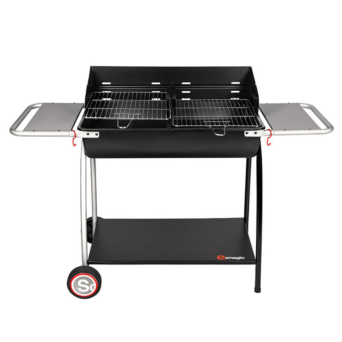 Barbecue double foyer sur chariot noir, SOMAGIC