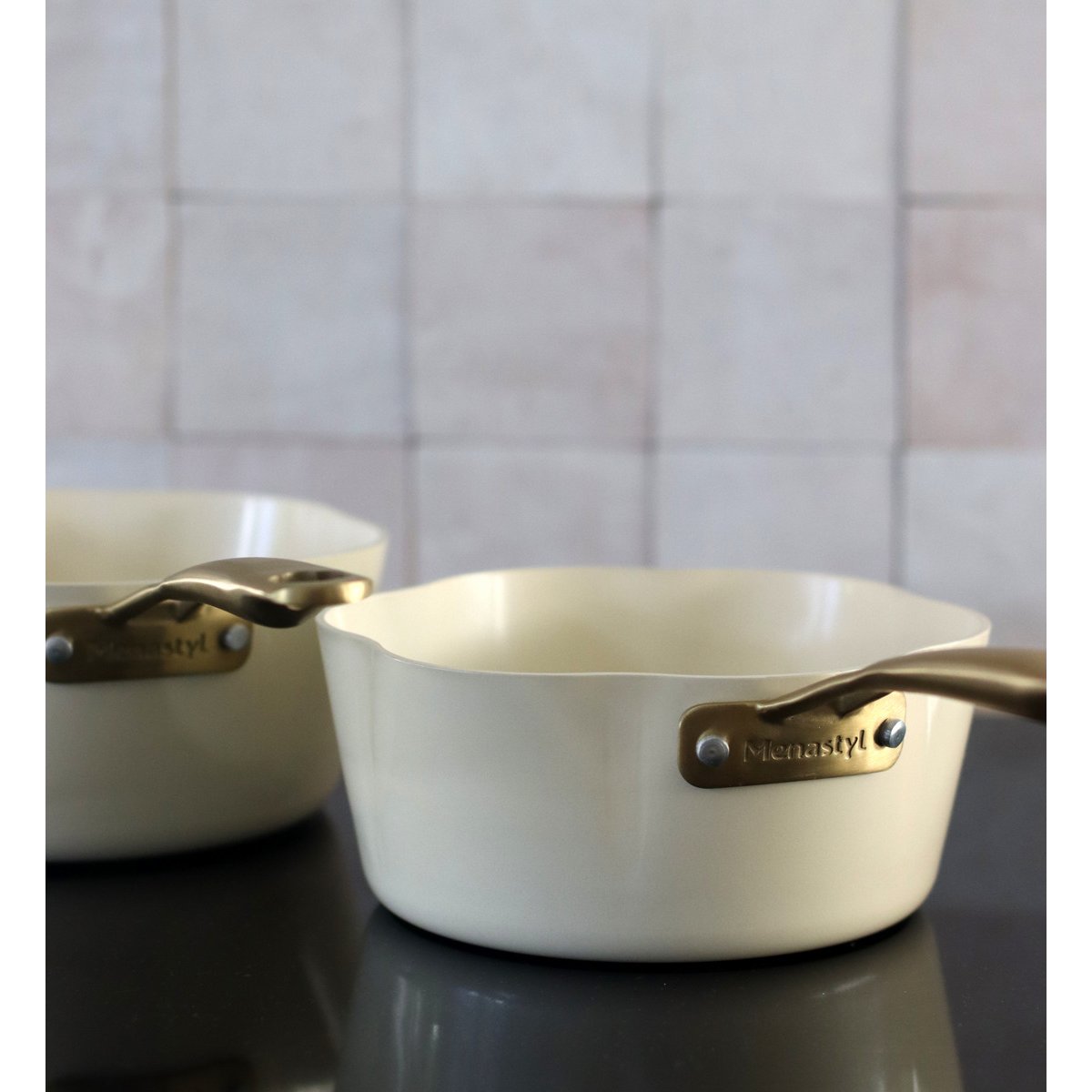 Casserole en aluminium recyclé, DAHLIA beige-or, MENASTYL