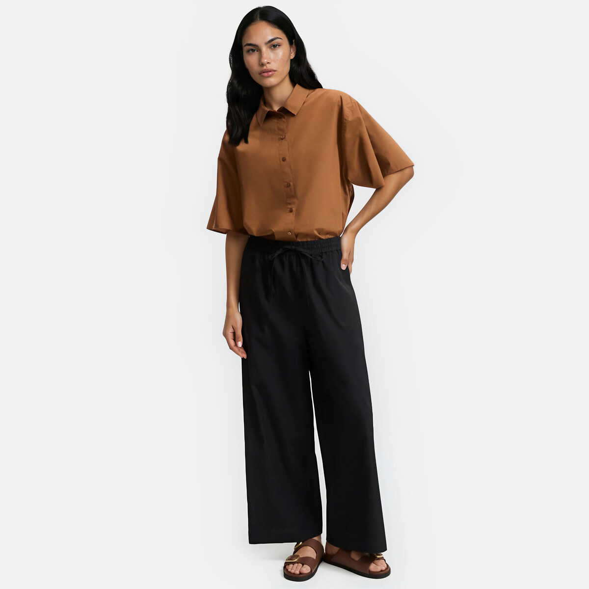 Pantalon large à taille élastiquée noir, LA REDOUTE COLLECTIONS