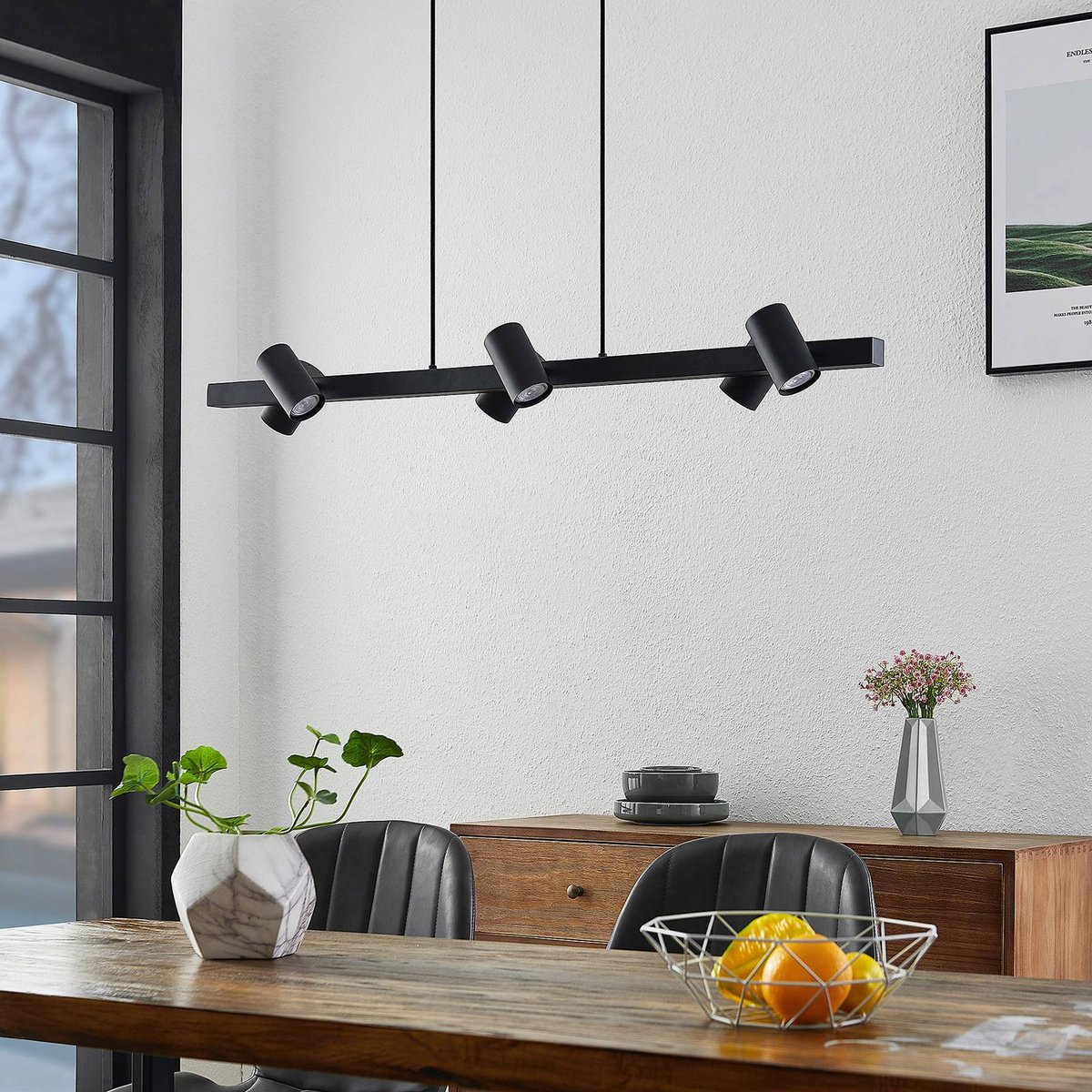 Suspension en métal moderne, Savoli noir, LINDBY