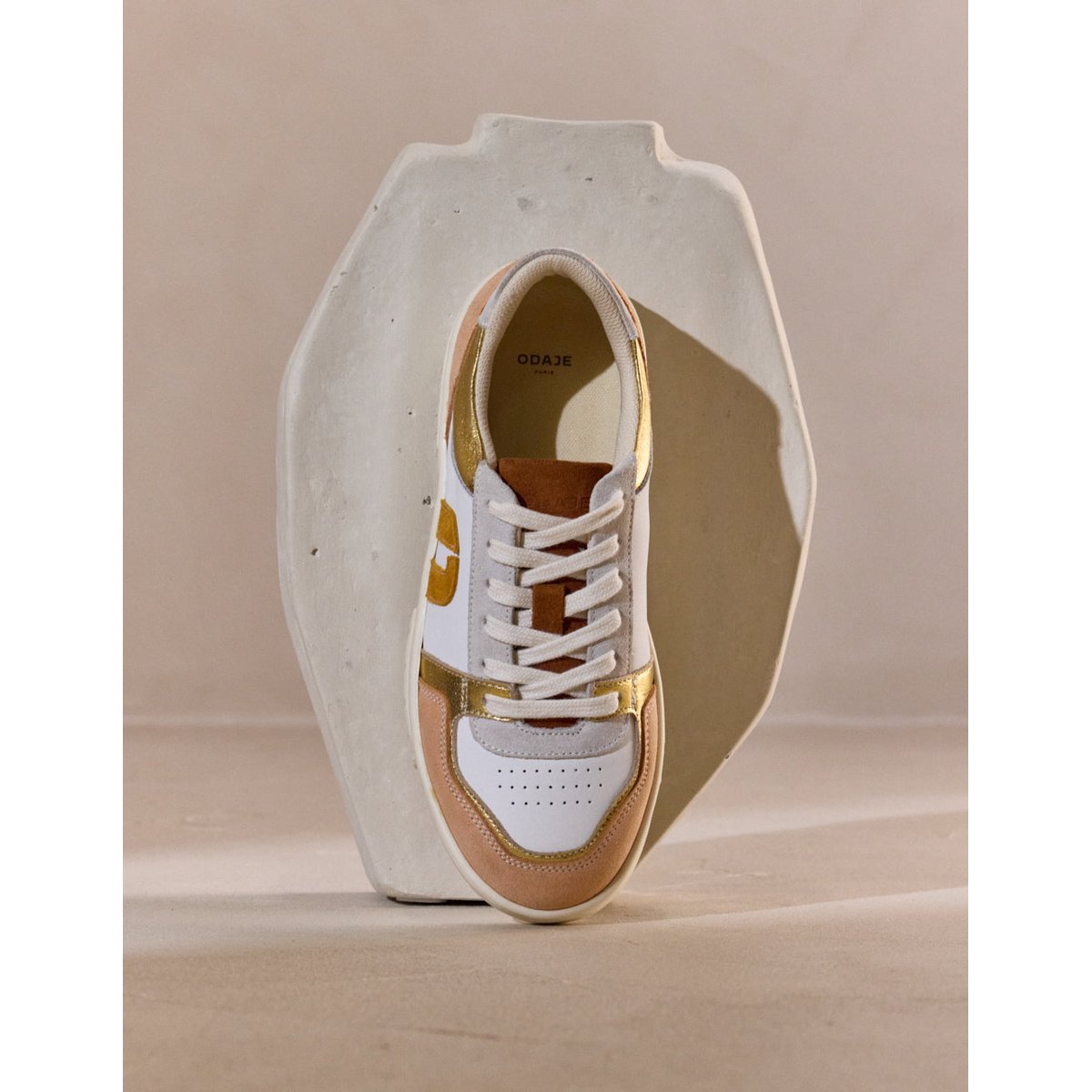 Baskets basses NORA blanc blush doré, ODAJE