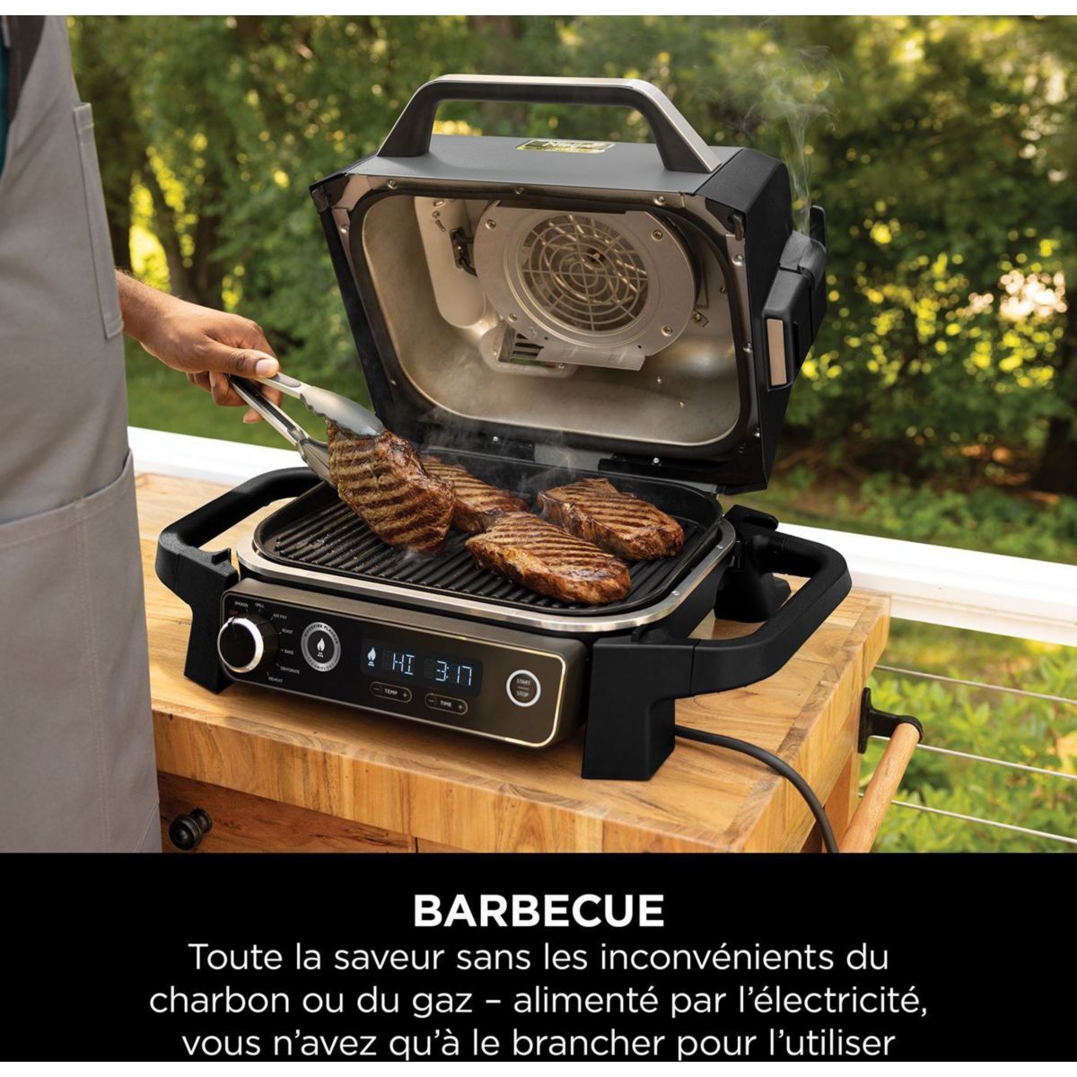 Barbecue électrique Woodfire OG701EU à poser, 33x28 cm noir, NINJA