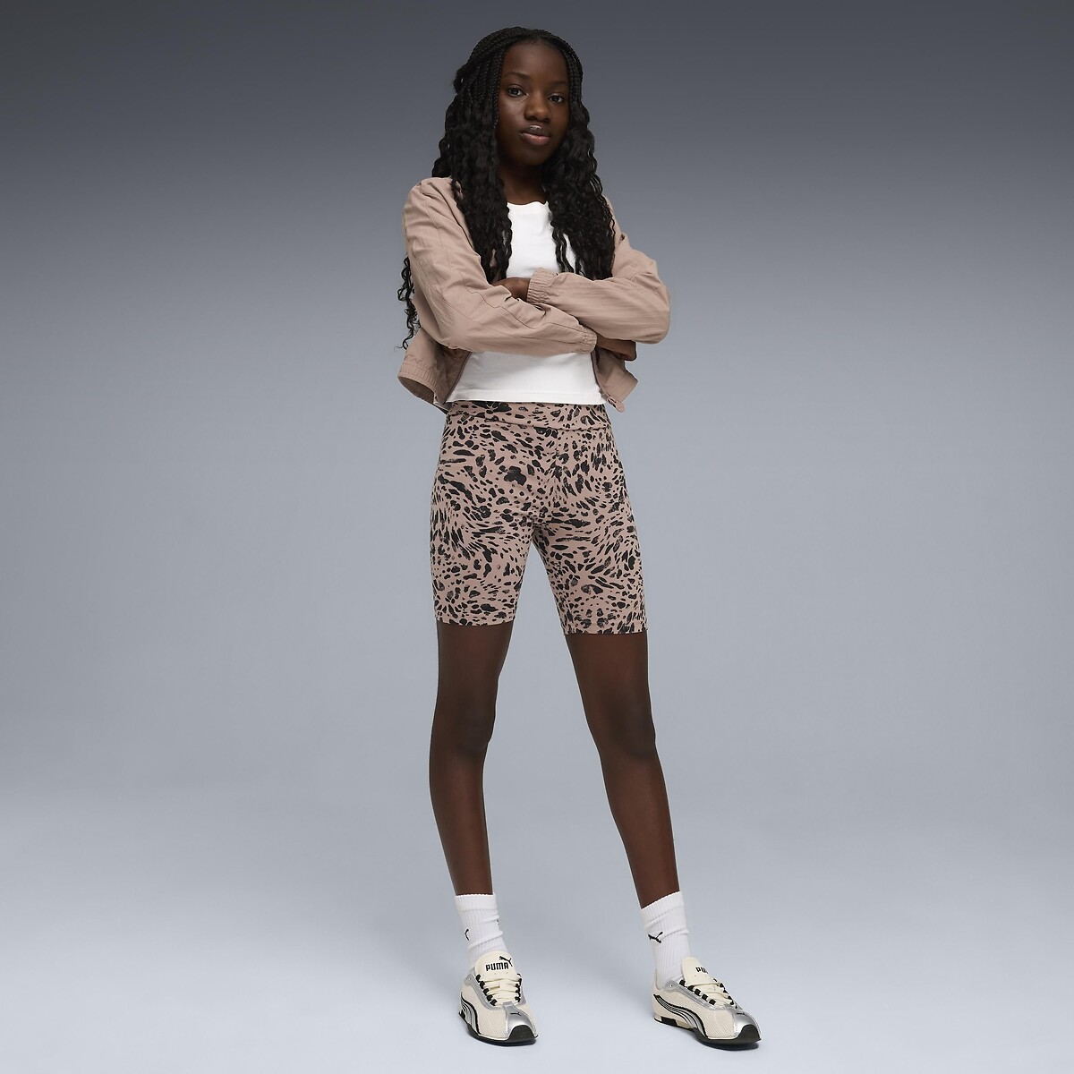 Katoenen fietsbroek met opdruk luipaardprint, PUMA