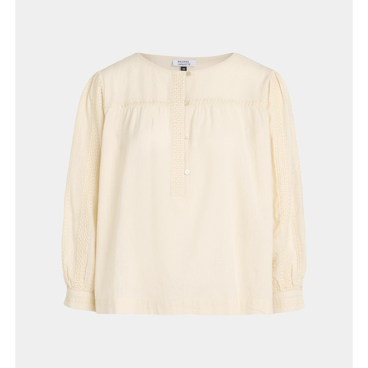 Top ample dragée en coton beige clair, GALERIES LAFAYETTE