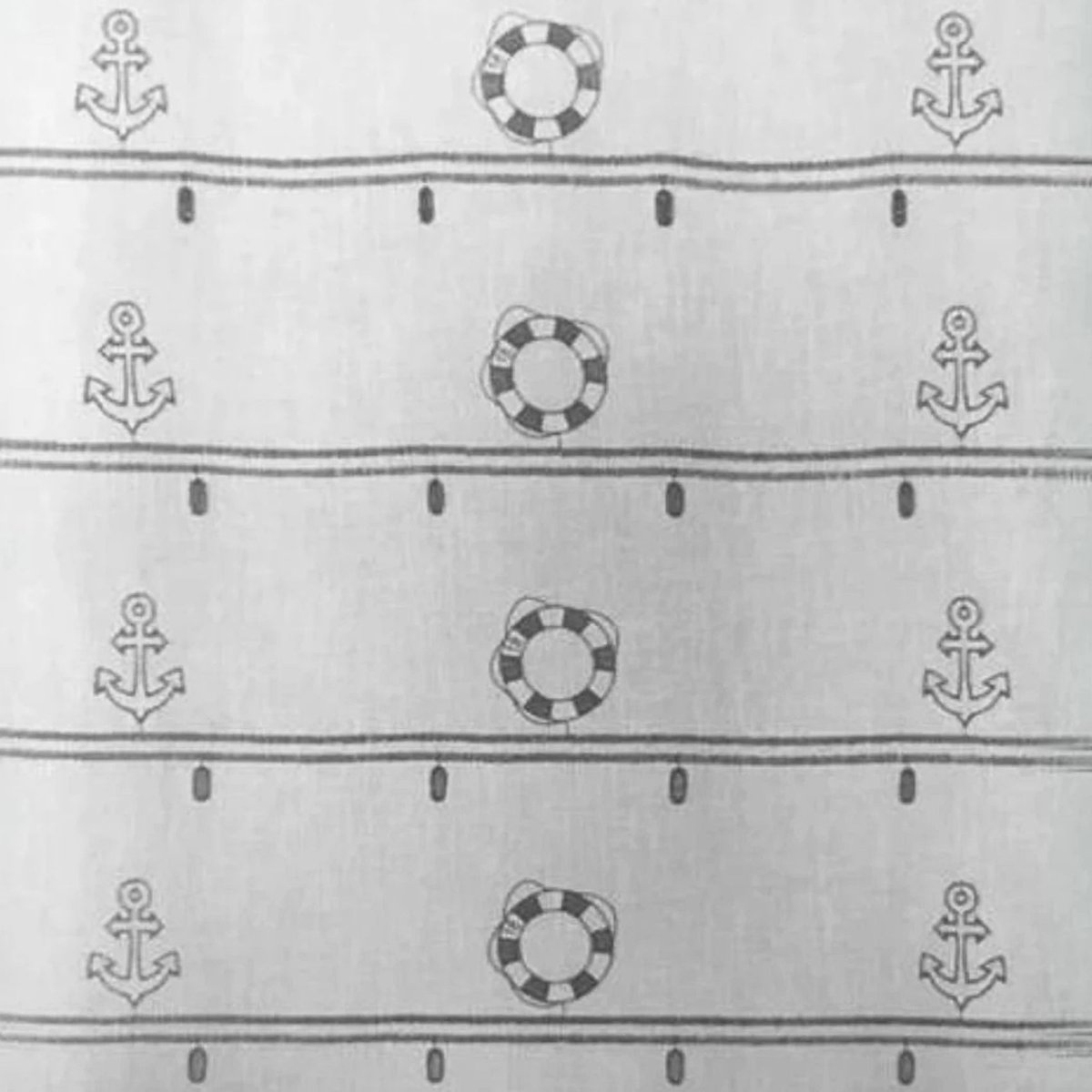 Modulable brodé à motifs marins gris clair, HOME MAISON