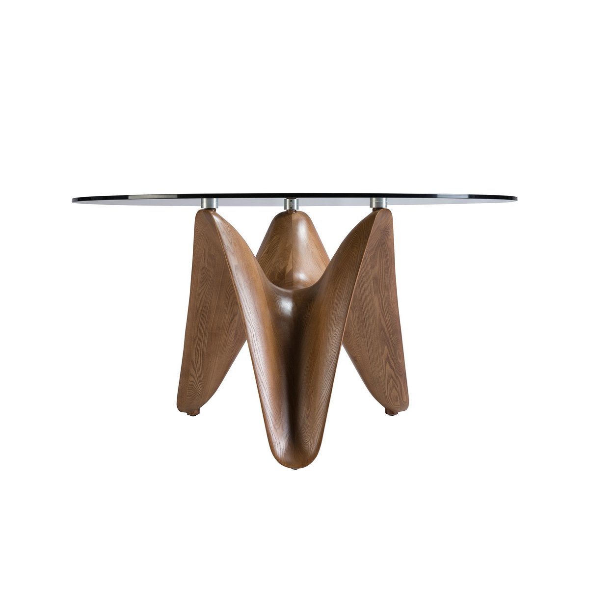 Table à manger ronde verre trempé et noyer verre | noyer, ANGEL CERDA