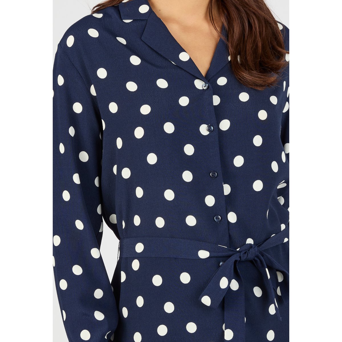 Tunique à pois en pure viscose bleu marine pois, DAMART