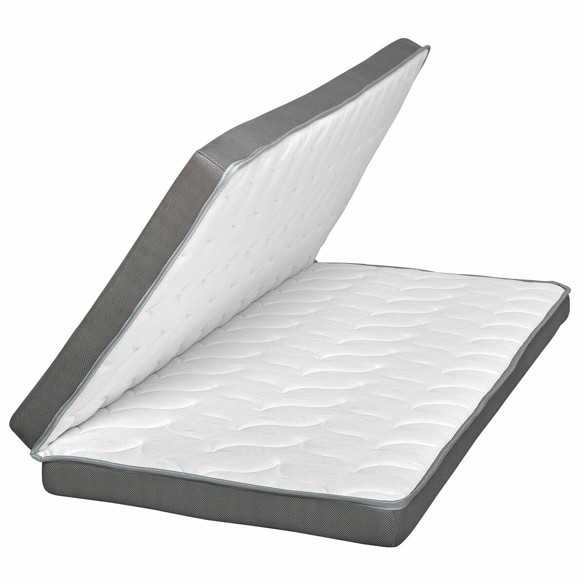 Pack lit gigogne avec matelas Bois massif SENA blanc et bois, AKITEN RETAIL