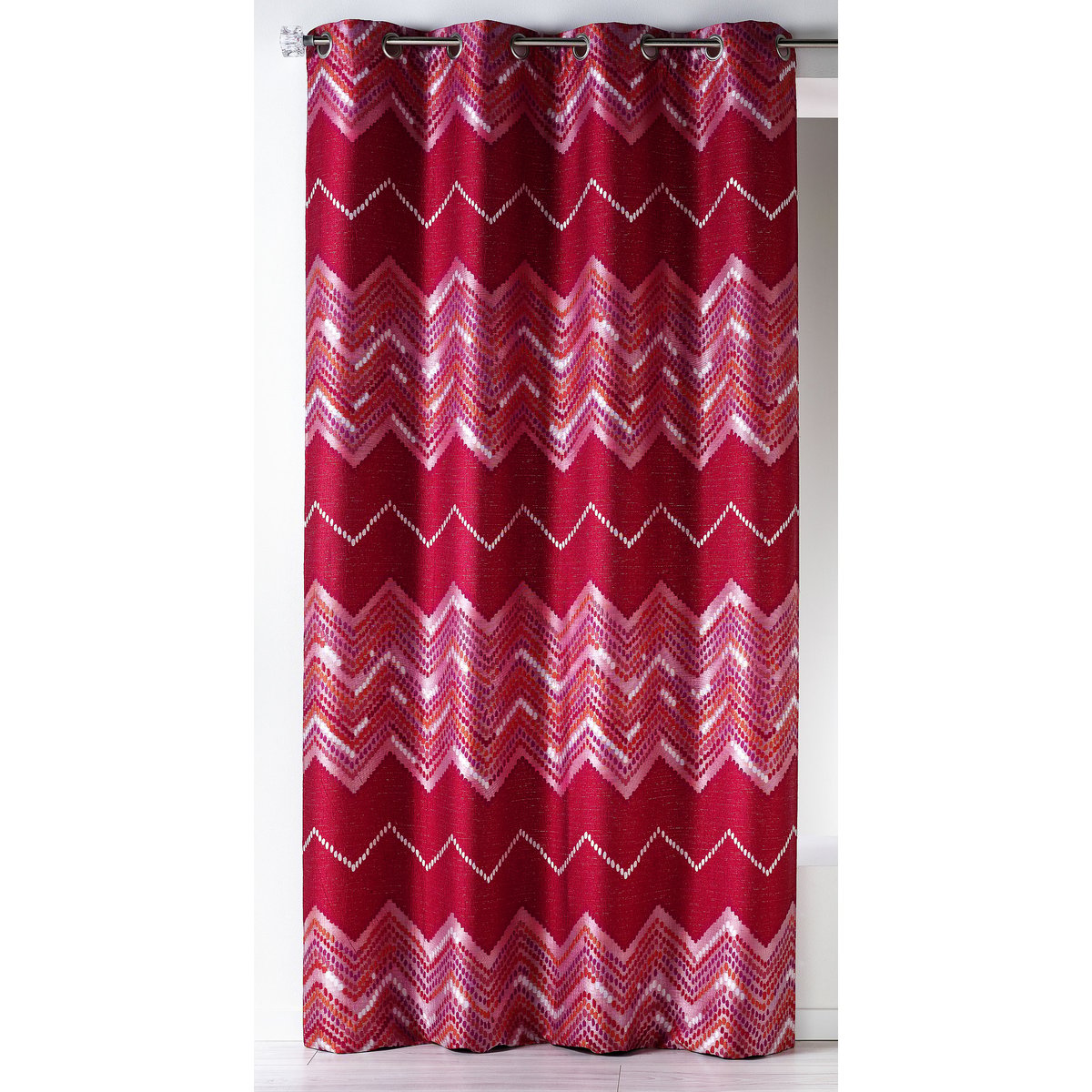 Rideau en jacquard à motifs "chevron" rose blush, HOME MAISON