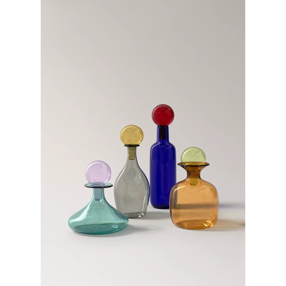 Vase 100 % verre avec bouchon gris, MANGO HOME