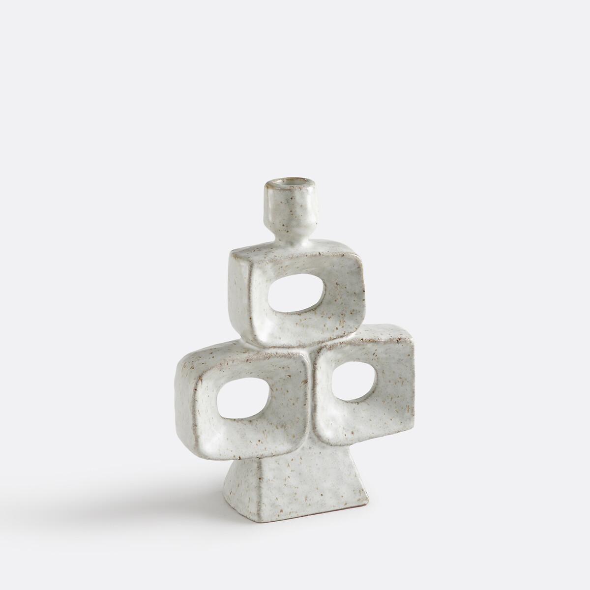 Bougeoir organique en céramique, hauteur 22 cm, CERAL gris moucheté, LA REDOUTE INTERIEURS