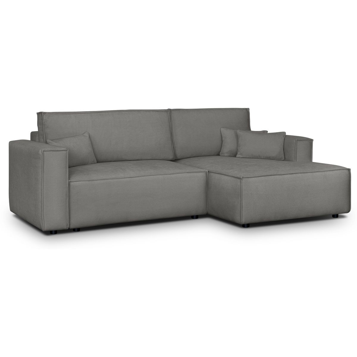 Canapé d'angle à droite convertible 3 places en tissu chenille - ASTI gris, HOMIFAB