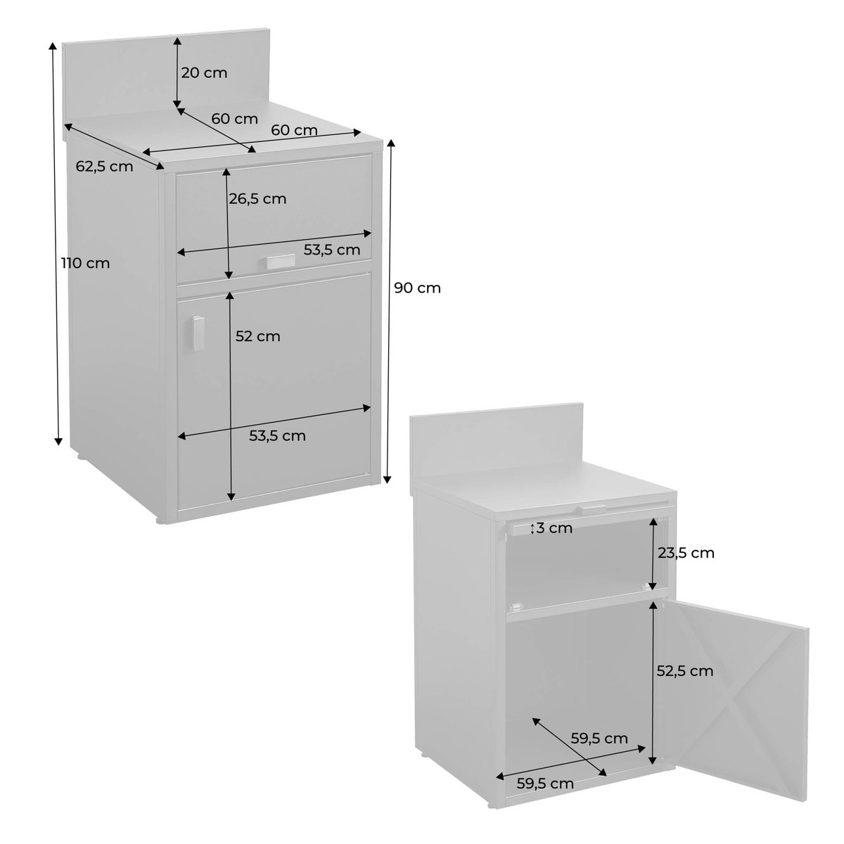 Module de cuisine extérieure acier 2 portes L60cm THIRA noir, SWEEEK