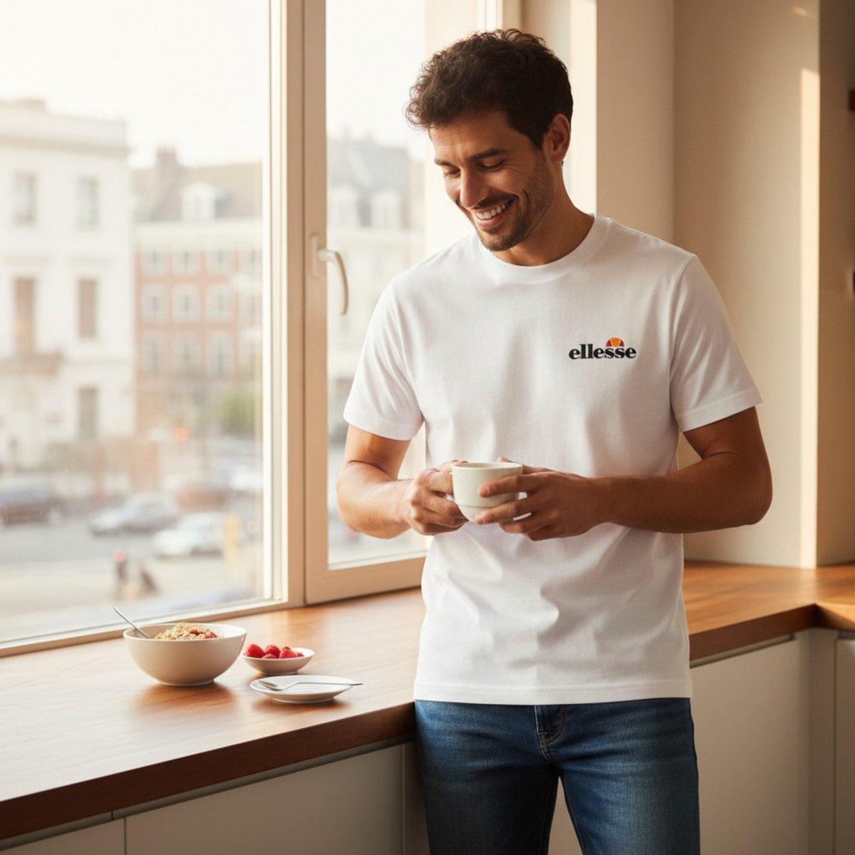 T-shirt manches courtes imprimé, col rond MONOGRAM blanc, ELLESSE