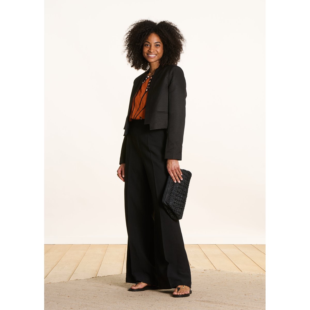 Veste courte irisée ouverte noir, LA FEE MARABOUTEE