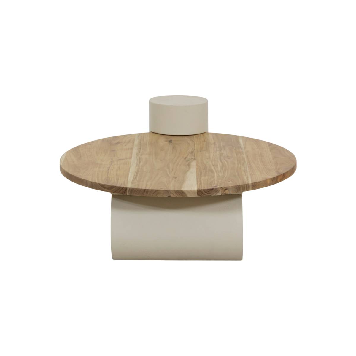 Table basse en bois effet béton ronde DALVA bois clair, MADE IN MEUBLES 