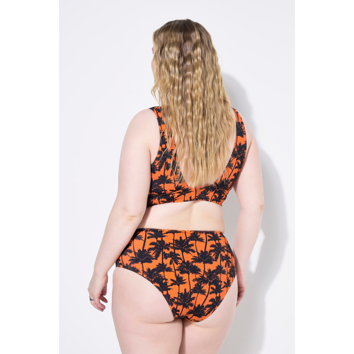 Bas de bikini taille haute, imprimé palmiers citrouille, STUDIO UNTOLD