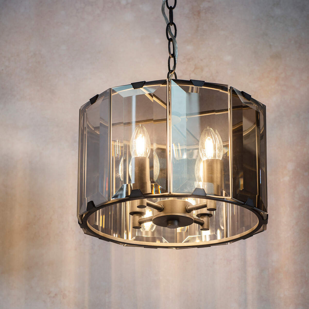 Clifton 4-Light Bevelled Glass Pendant Light grey, ÉDITÉ