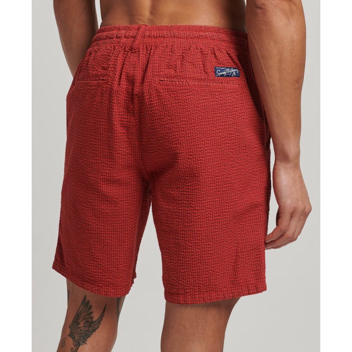 Short rayé en coton micro carreaux, SUPERDRY