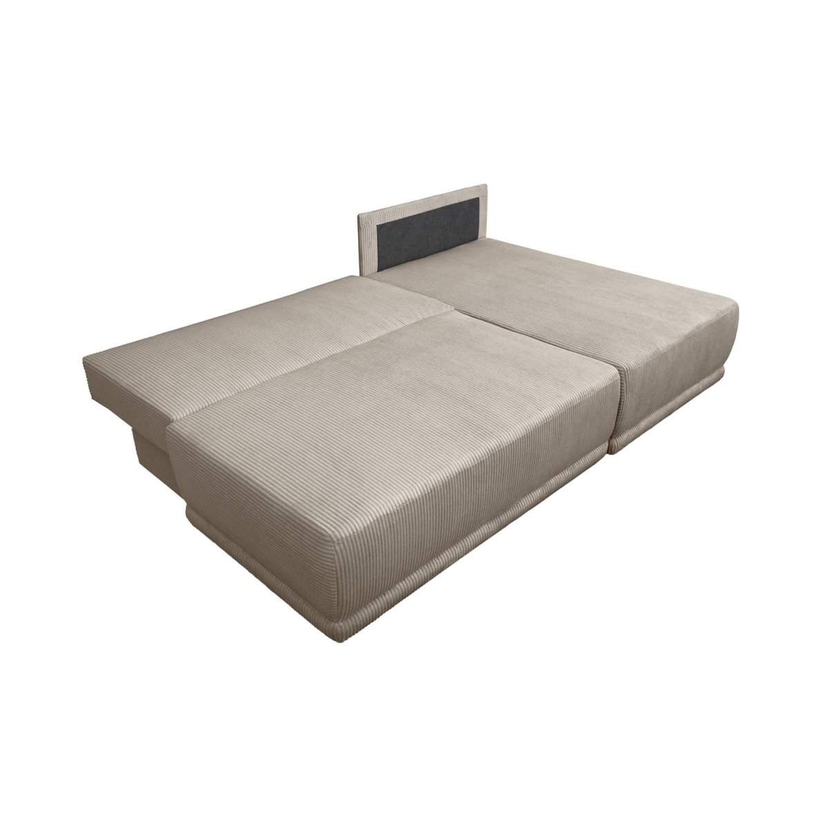 Banquette canapé d'angle droit convertible 3 places velours côtelé avec coffre NELSON taupe, SWEEEK