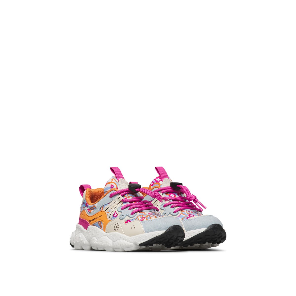 Sneakers en simili cuir et tissu technique YAMANO 3 JUNIOR. céleste-fuchsia, NATURINO