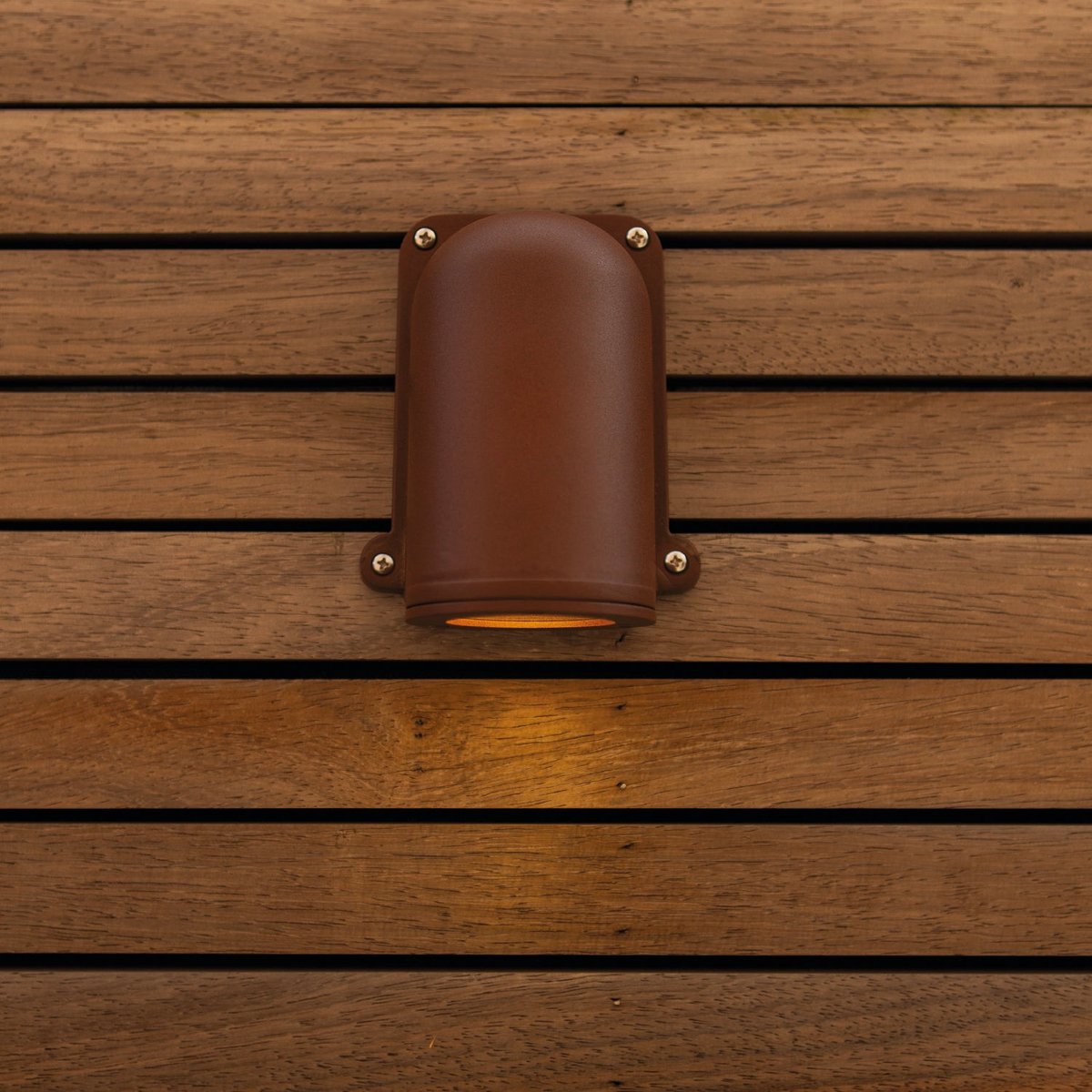 Applique murale d'extérieur sur secteur ANCOR aluminium corten culot GU10 H14,6cm matt brown, LUMISKY