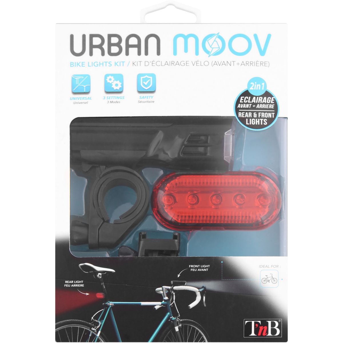 Lumière Avant Et Arriere Velo noir, TNB