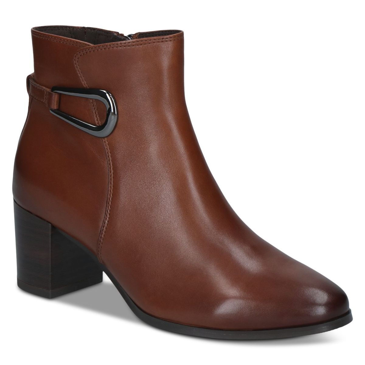 Bottine en cuir marron mocca combiné, CAPRICE