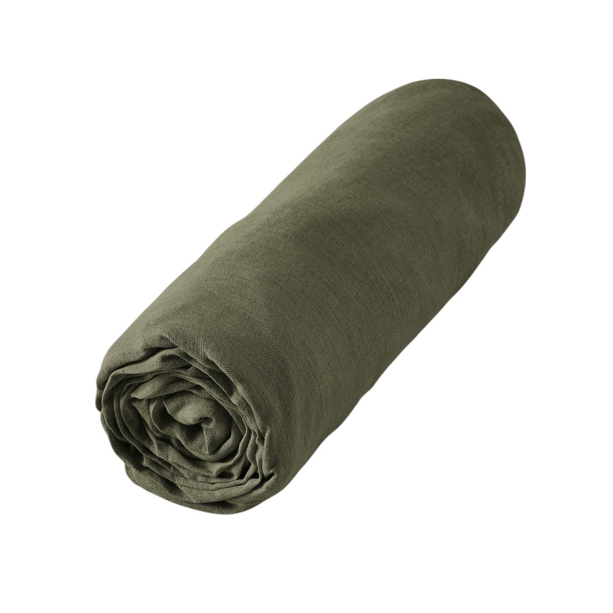 Drap Housse en Lin Lavé 140 x 190 cm Caramel kaki, EDEN