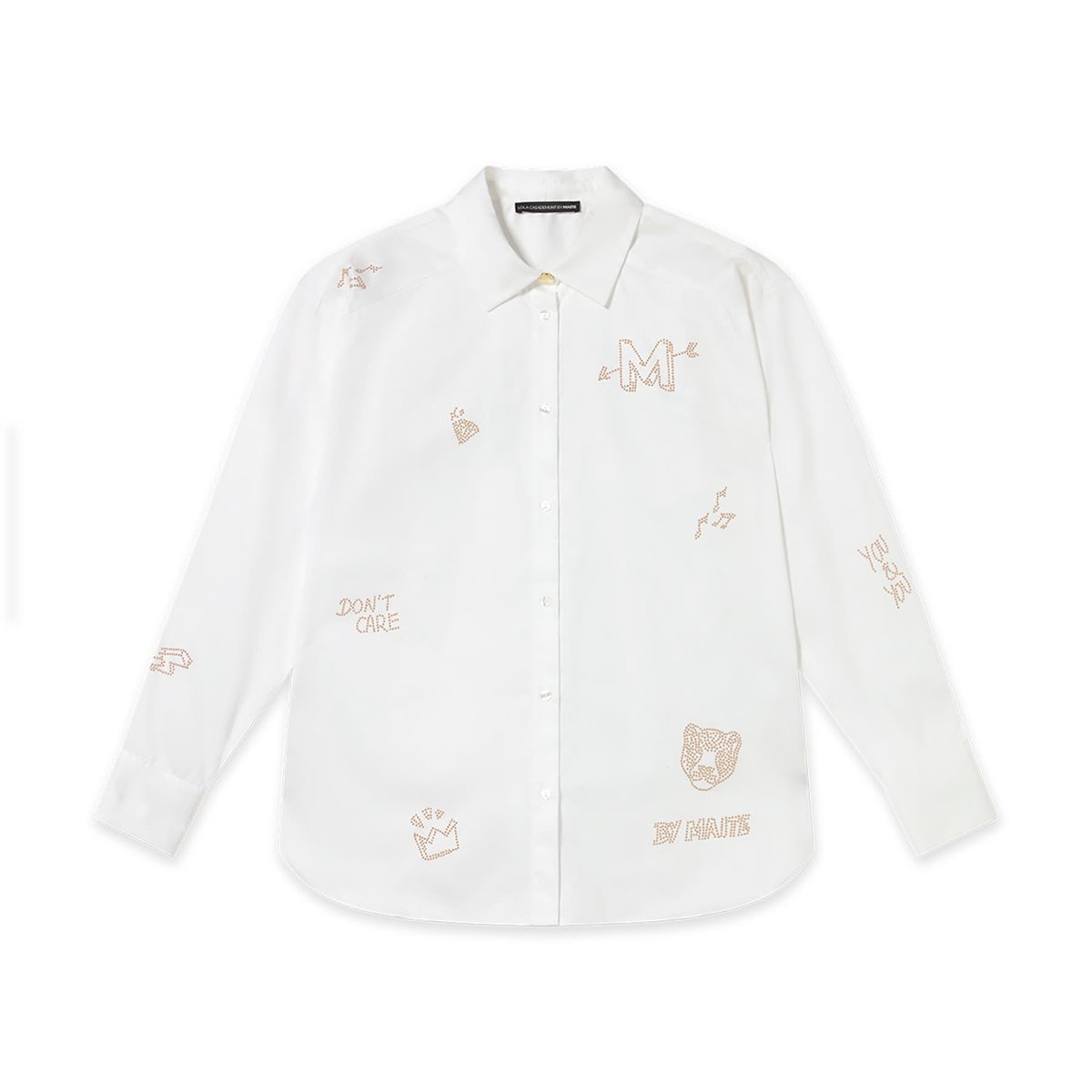 Chemise oversize en coton à clous dorée blanc, LOLA CASADEMUNT