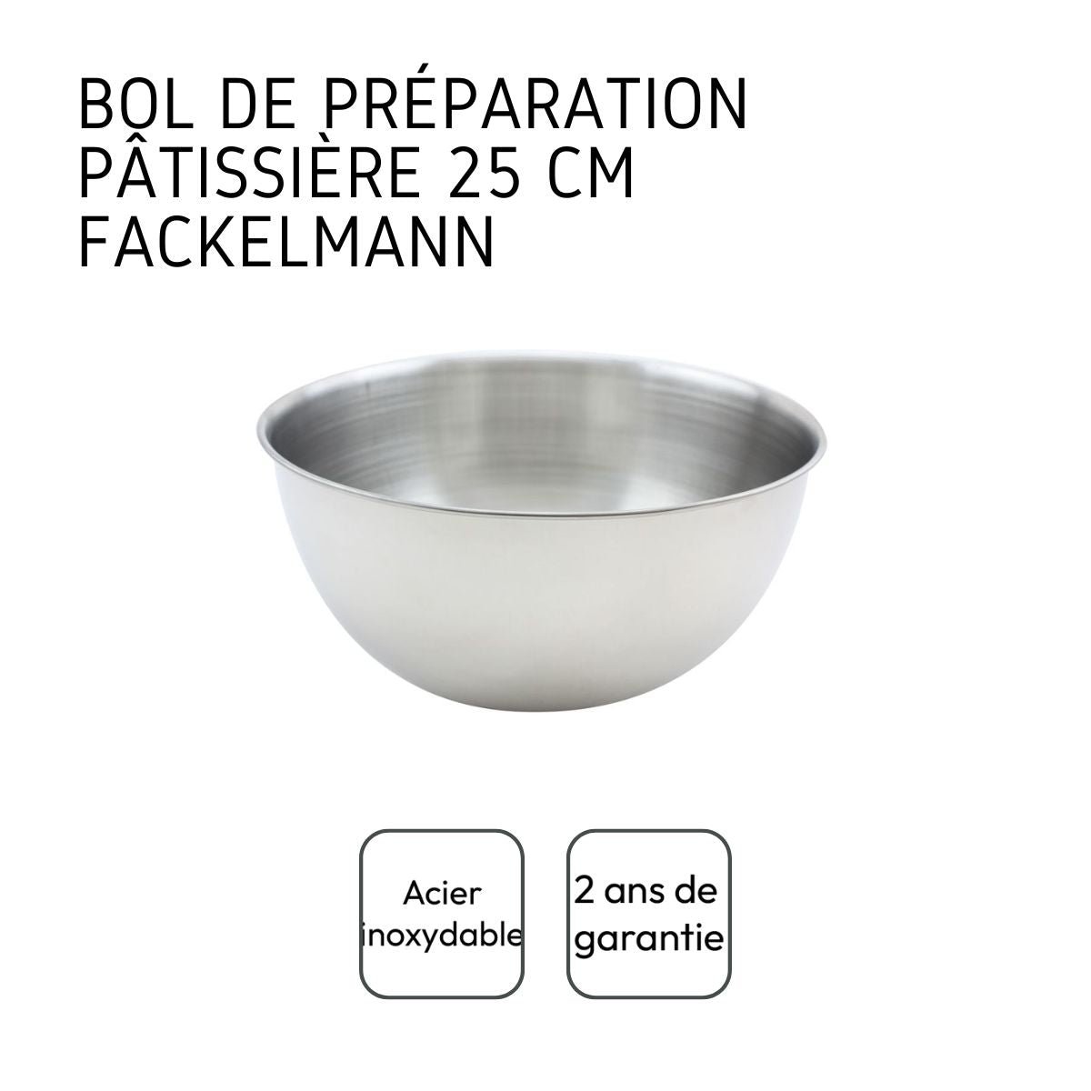 Ensemble de 2 Bols à mixer en inox 24 cm de diamètre BASIC inox, FACKELMANN