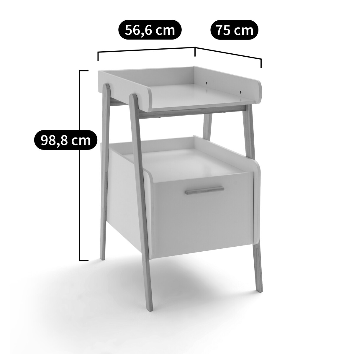 Oreade Changing Table with Drawer white/wood, LA REDOUTE INTERIEURS