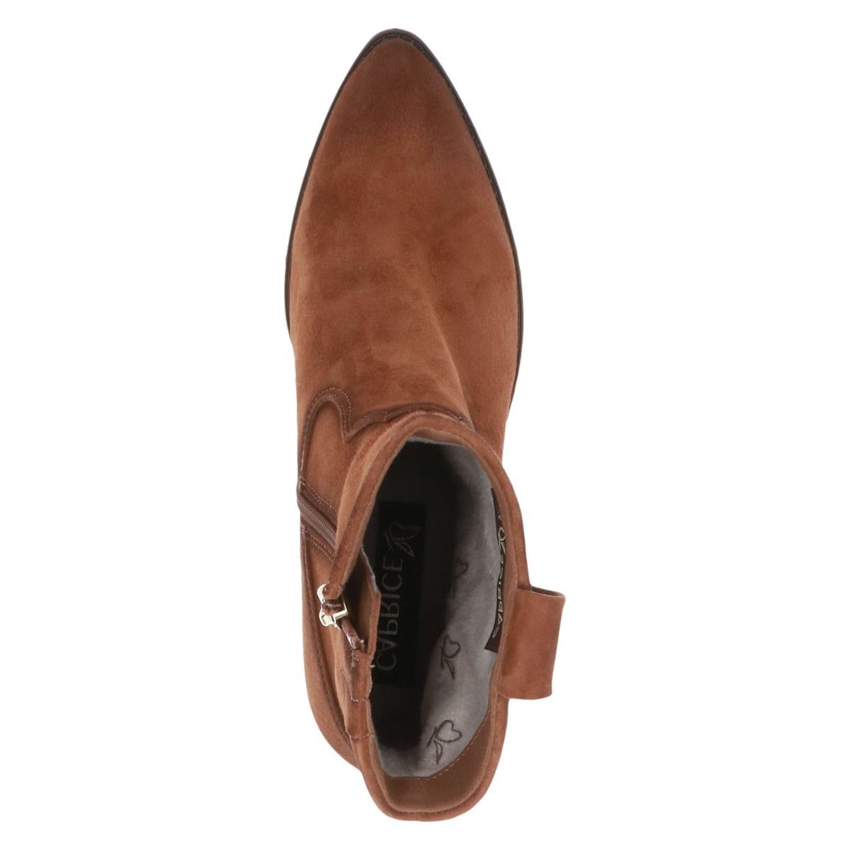 Bottine en cuir marron taupe clair, CAPRICE