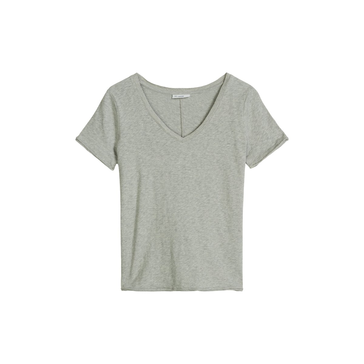T-shirt classique à encolure en V en Organic Cotton Slub Jersey gris, MARC O’POLO DENIM