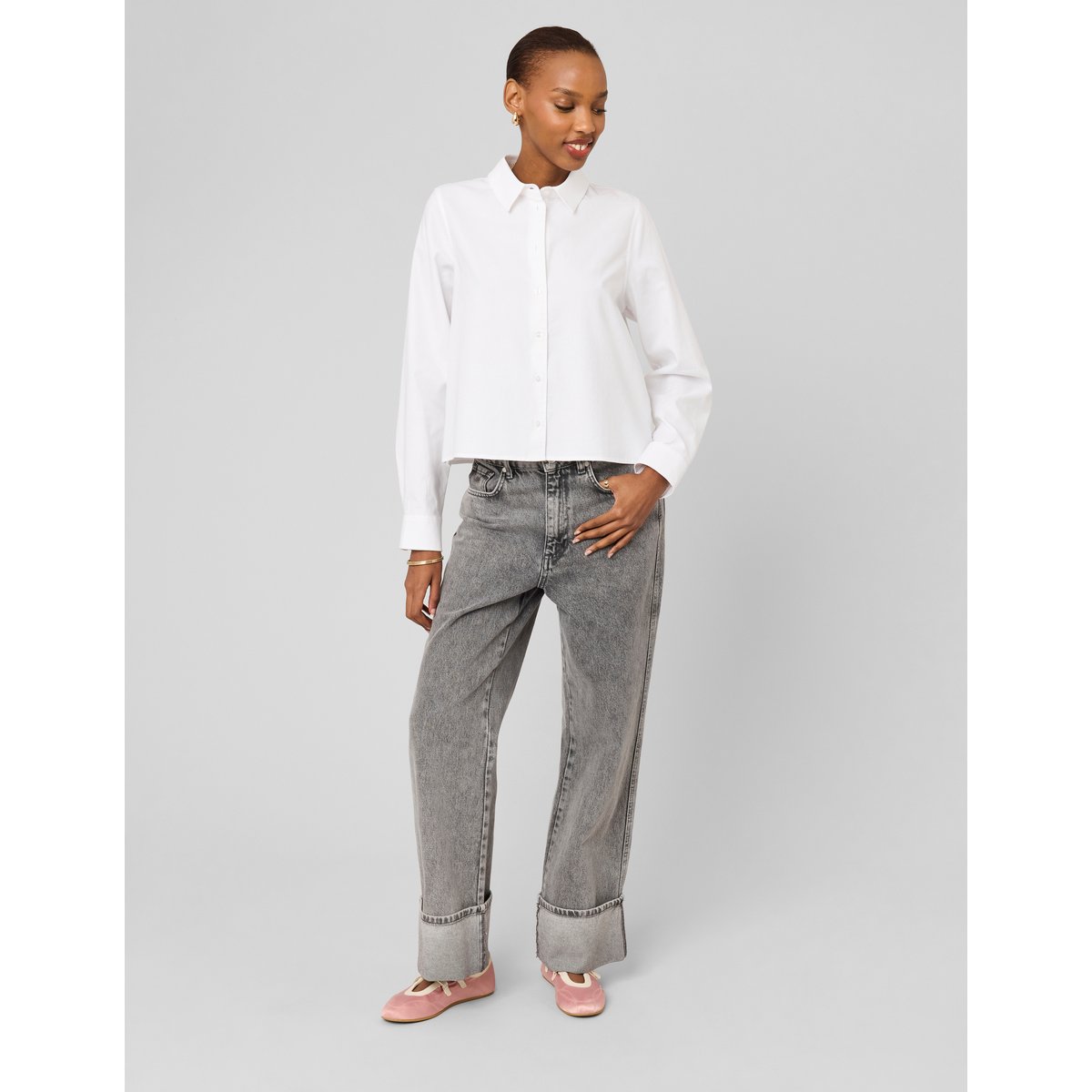 Chemise courte unie blanc, BZB