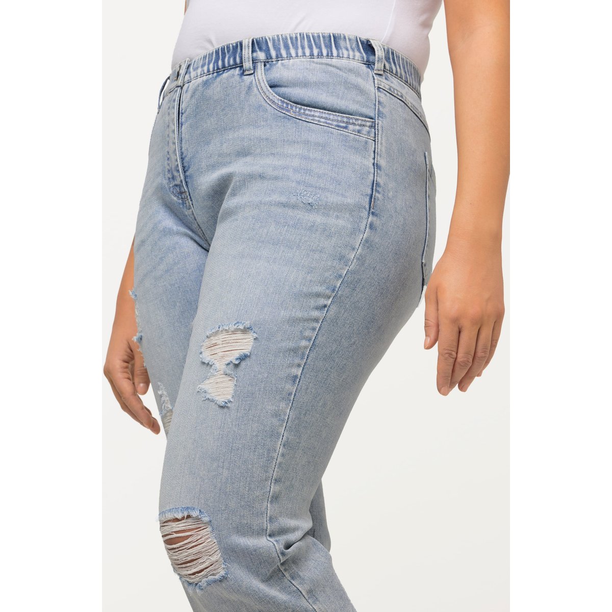 Jean boyfriend 7/8, dégradé de couleur bleu clair, ULLA POPKEN