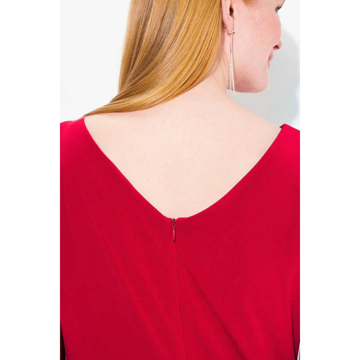 Robe maxi drapée rouge clair, ULLA POPKEN